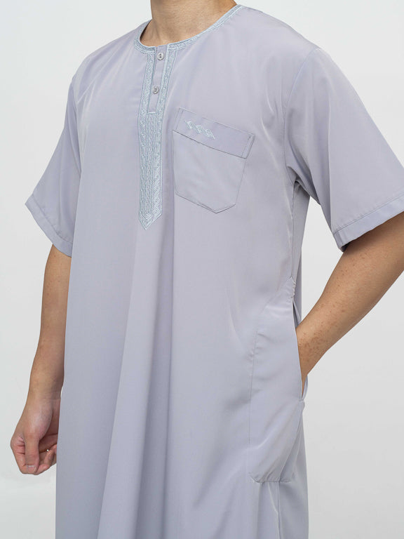 Qamis Marocain Manches Courtes gris Premium - Al Emad