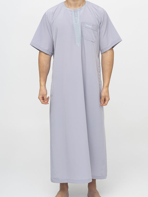 Qamis Marocain Manches Courtes gris Premium - Al Emad