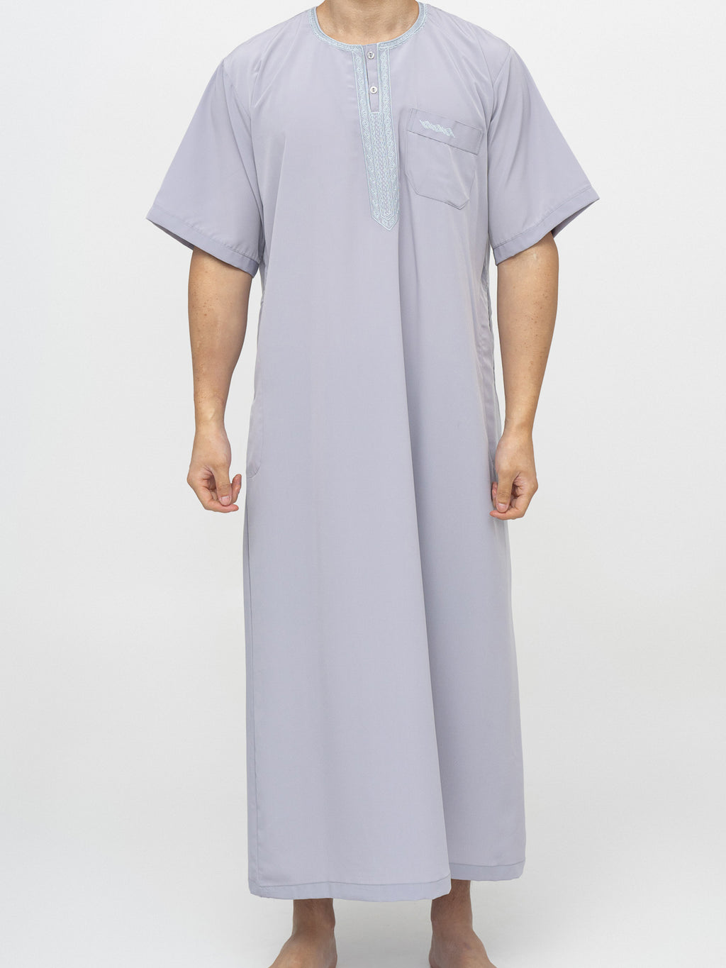 Qamis Marocain Manches Courtes Premium - Gris