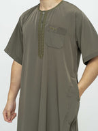 Qamis Marocain Manches Courtes kaki Premium - Al Emad