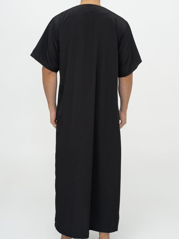 Qamis Marocain Manches Courtes noir Premium - Al Emad