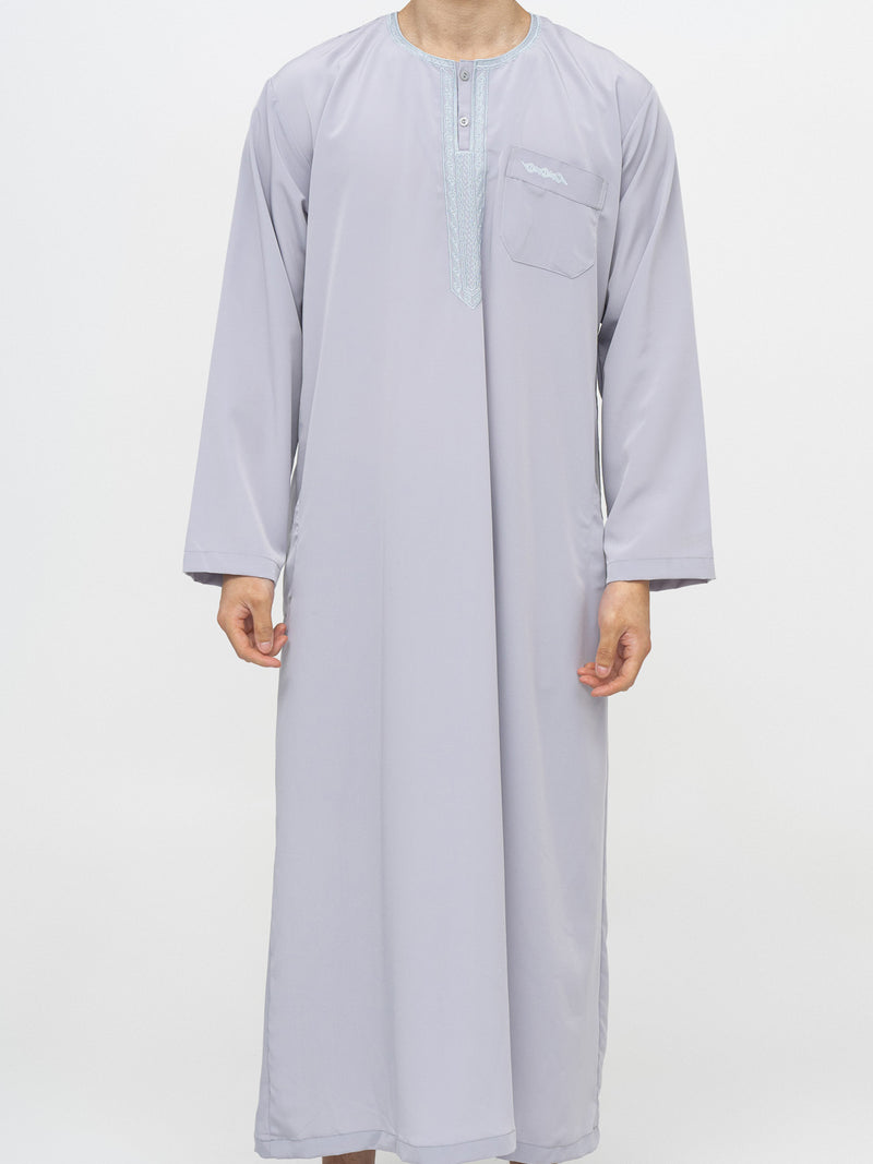 Grey Moroccan Thobe Premium - Al Emad
