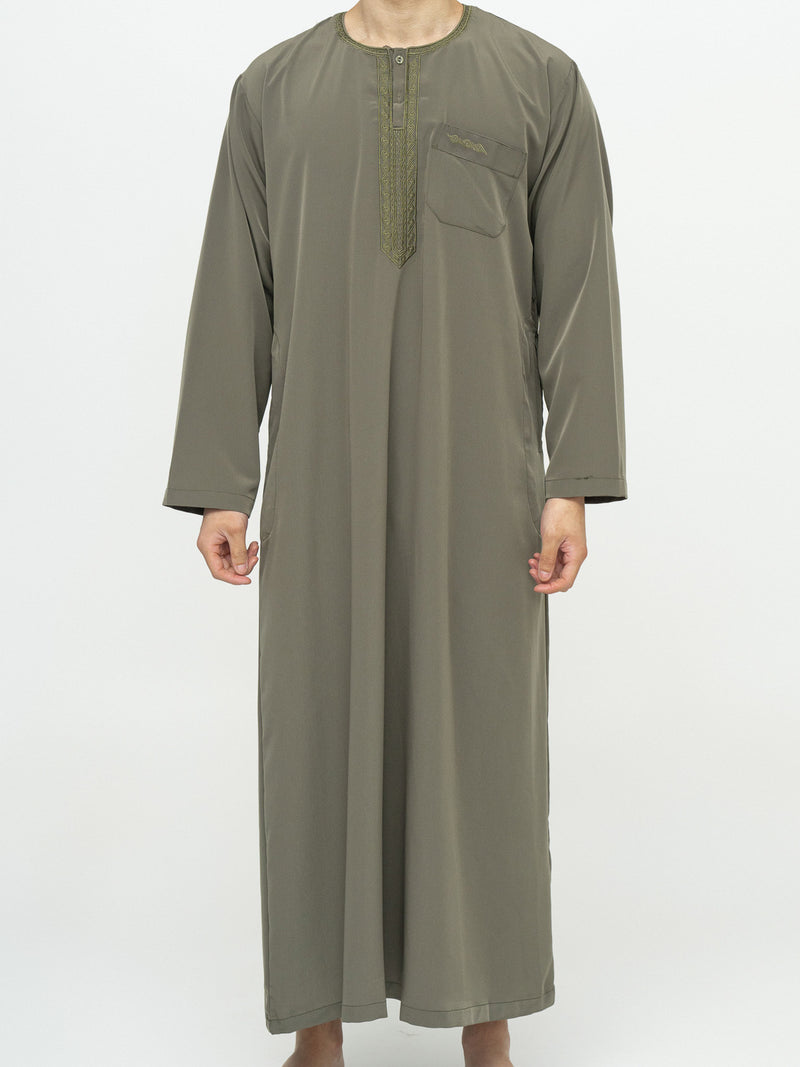 Khaki Moroccan Thobe Premium - Al Emad