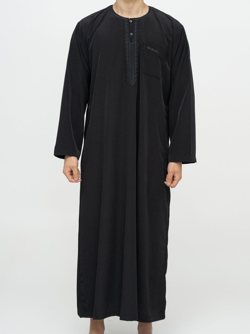 Black Moroccan Thobe Premium - Al Emad