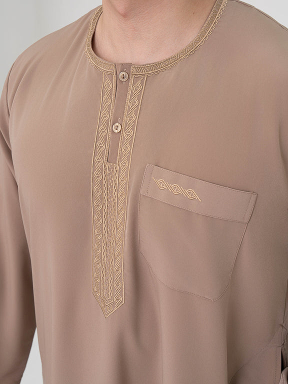 Qamis Marocain Taupe Premium - Al Emad