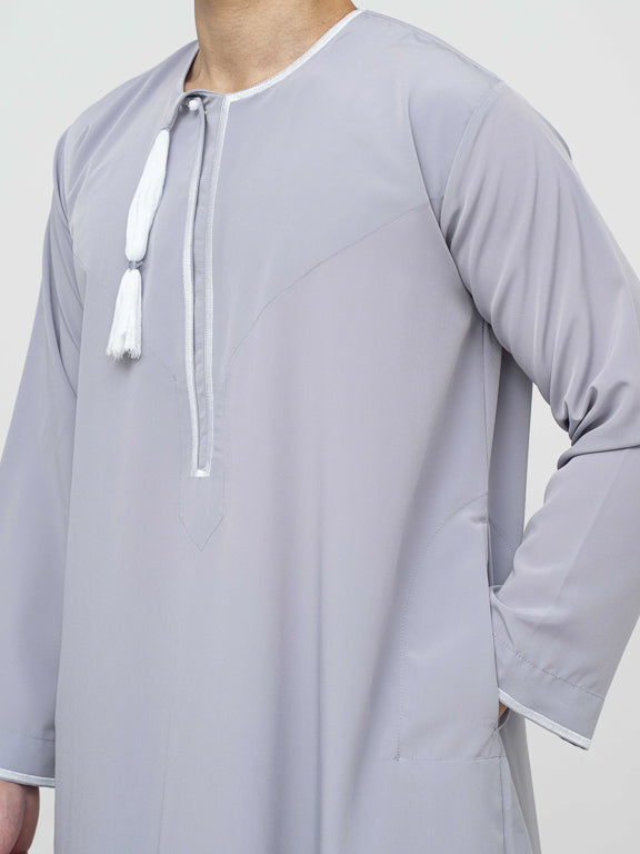Qamis Omani gris Premium - Al Emad