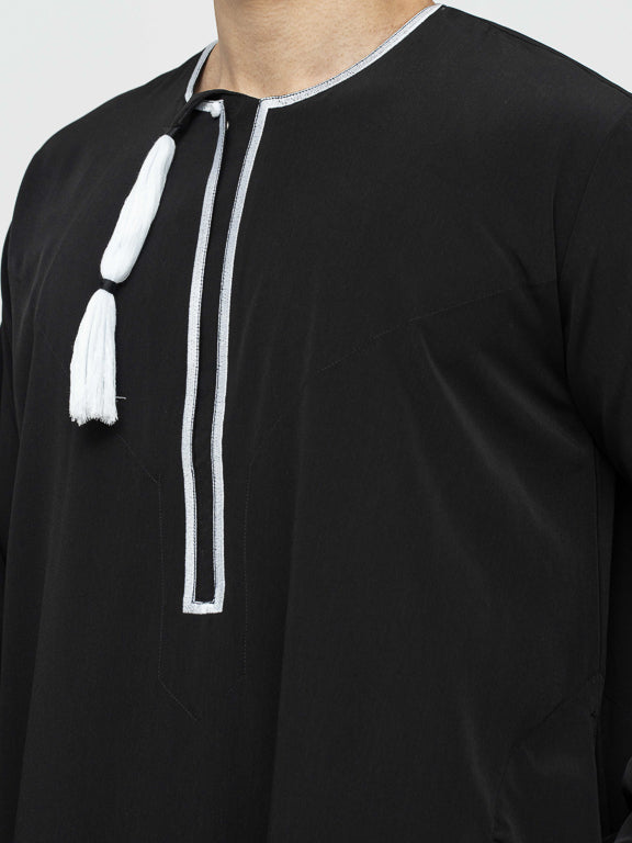 Qamis Omani noir Premium - Al Emad