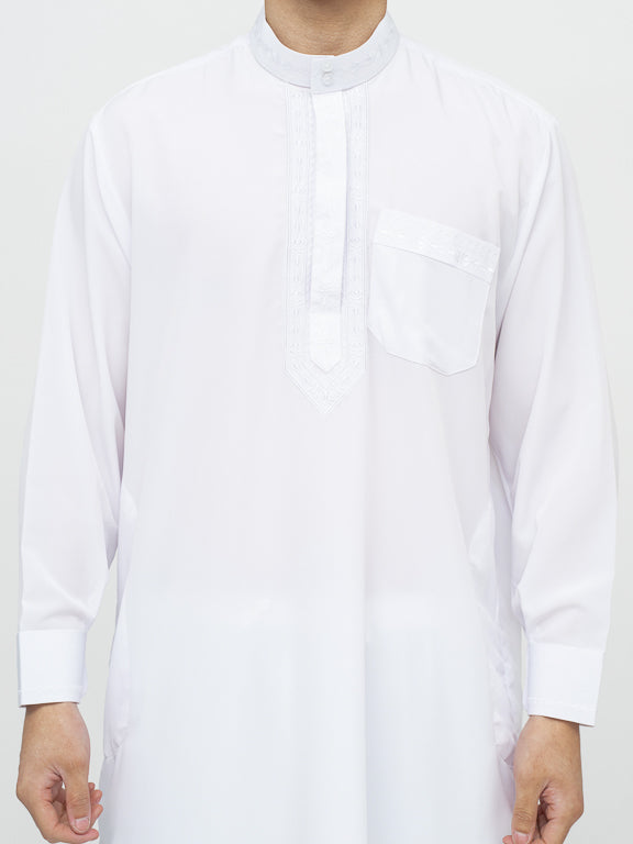 Ensemble Qamis Pakistanais blanc Premium - Al Emad