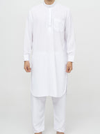 Ensemble Qamis Pakistanais blanc Premium - Al Emad