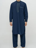 Ensemble Qamis Pakistanais bleu marine Premium - Al Emad