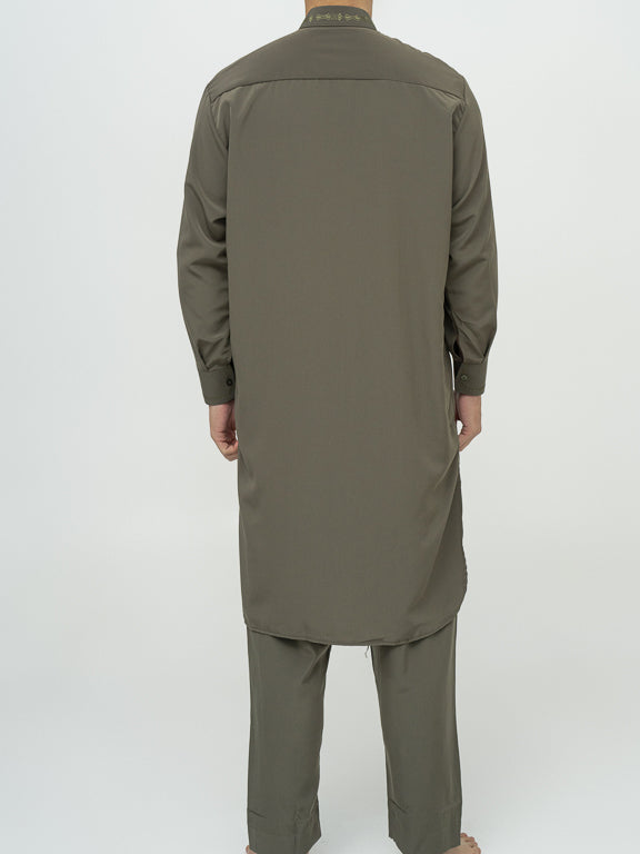 Ensemble Qamis Pakistanais kaki Premium - Al Emad