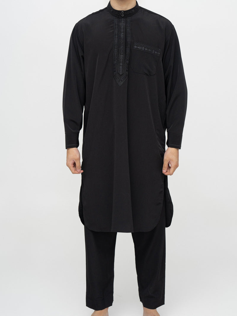 Black Pakistani Thobe Set Premium - Al Emad