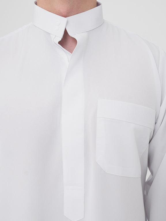 qamis saoudien blanc col