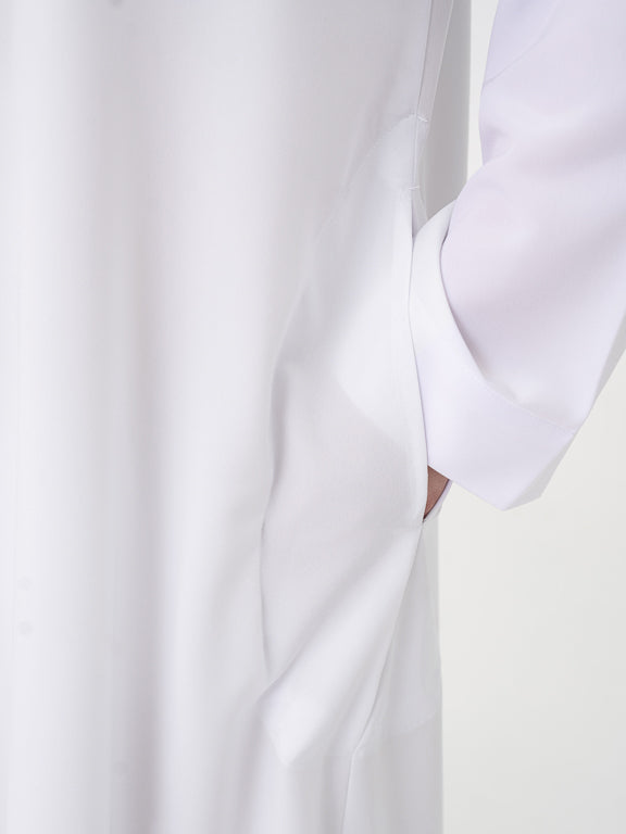 qamis saoudien blanc poche