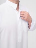 qamis saoudien blanc zip