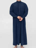 Qamis Saoudien bleu marine Premium - Manchettes rigides