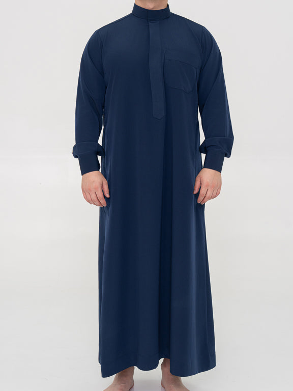 Qamis Saoudien bleu marine Premium - Manchettes rigides