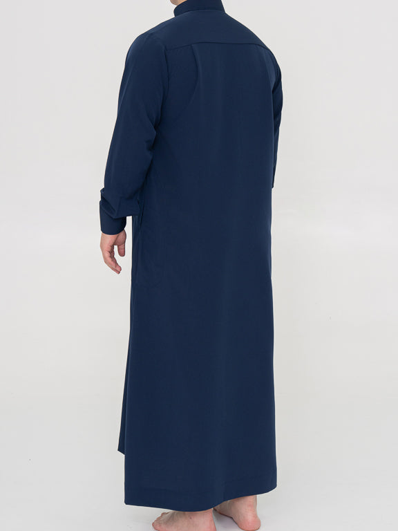 Qamis Saoudien bleu marine Premium - Manchettes rigides