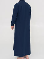 Qamis Saoudien bleu marine Premium - Manchettes rigides