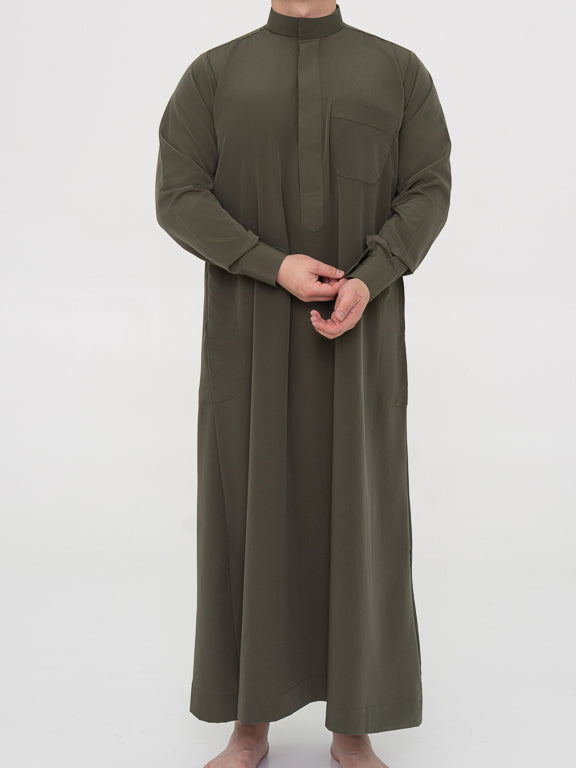 Qamis Saoudien kaki Premium - Manchettes rigides