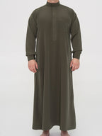 Qamis Saoudien kaki Premium - Manchettes rigides