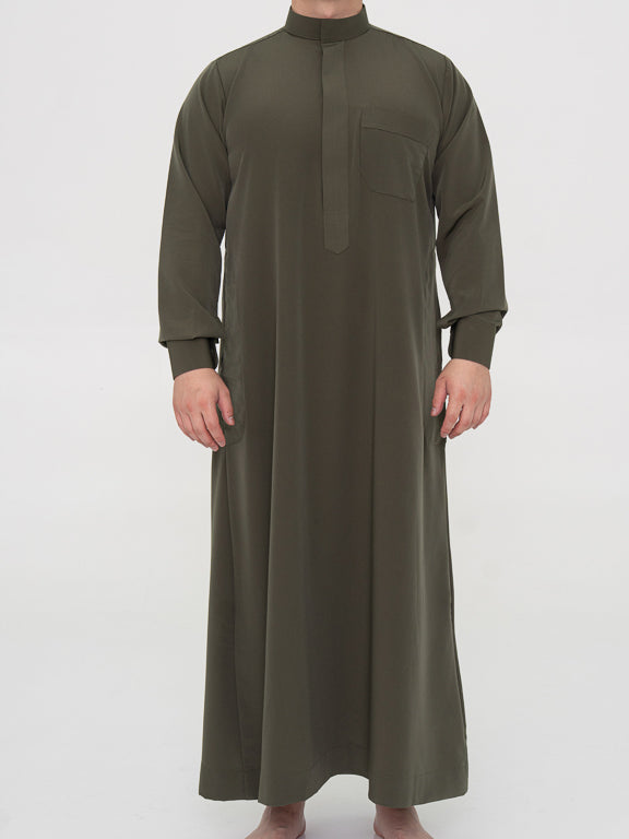 Qamis Saoudien kaki Premium - Manchettes rigides