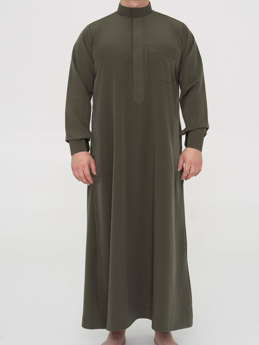Qamis Saoudien Manchettes rigides Premium - Kaki