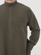 Qamis Saoudien kaki Premium - Manchettes rigides