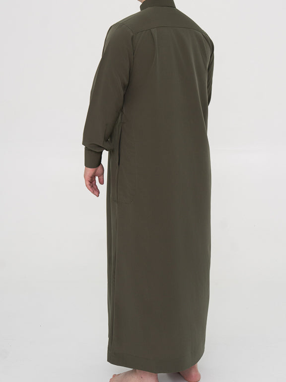 Qamis Saoudien kaki Premium - Manchettes rigides