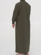 Qamis Saoudien kaki Premium - Manchettes rigides