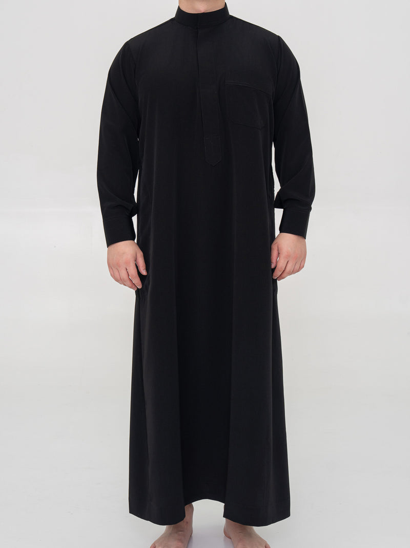 Black Saudi Thobe Premium - Al Emad