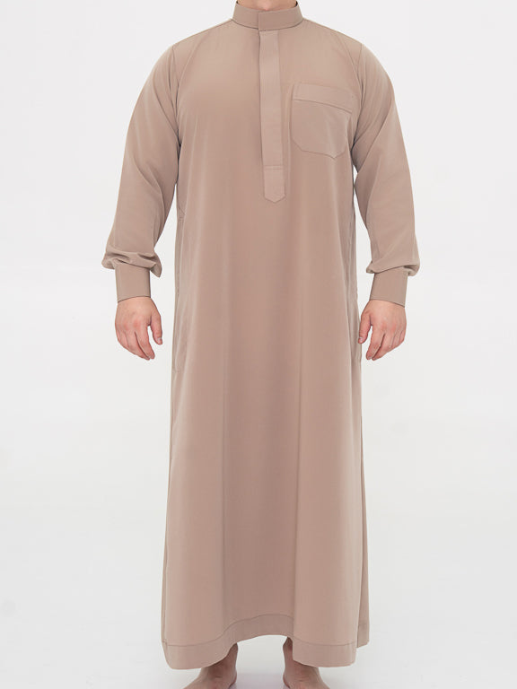 Qamis Saoudien taupe Premium - Manchettes rigides