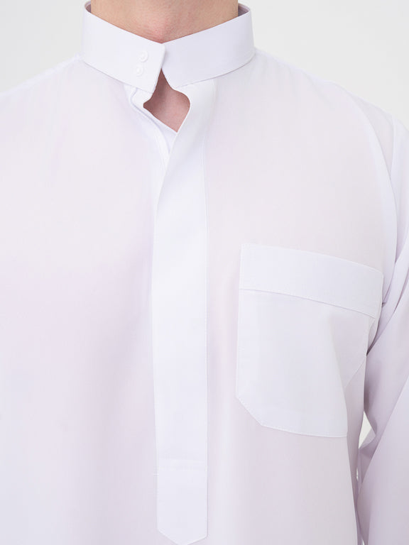 Qamis Saoudien blanc Premium - Manches simples