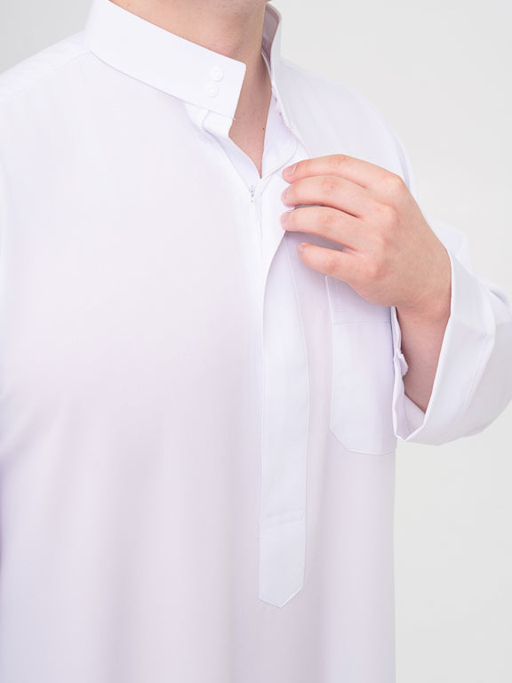 Qamis Saoudien blanc Premium - Manches simples