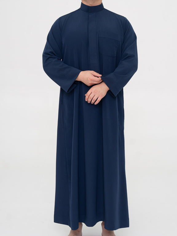 Qamis Saoudien bleu marine Premium - Manches simples