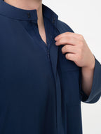 Qamis Saoudien bleu marine Premium - Manches simples