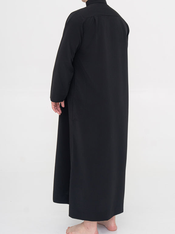 Qamis Saoudien noir Premium - Manches simples