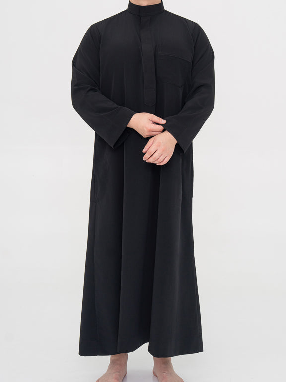 qamis saoudien noir de face