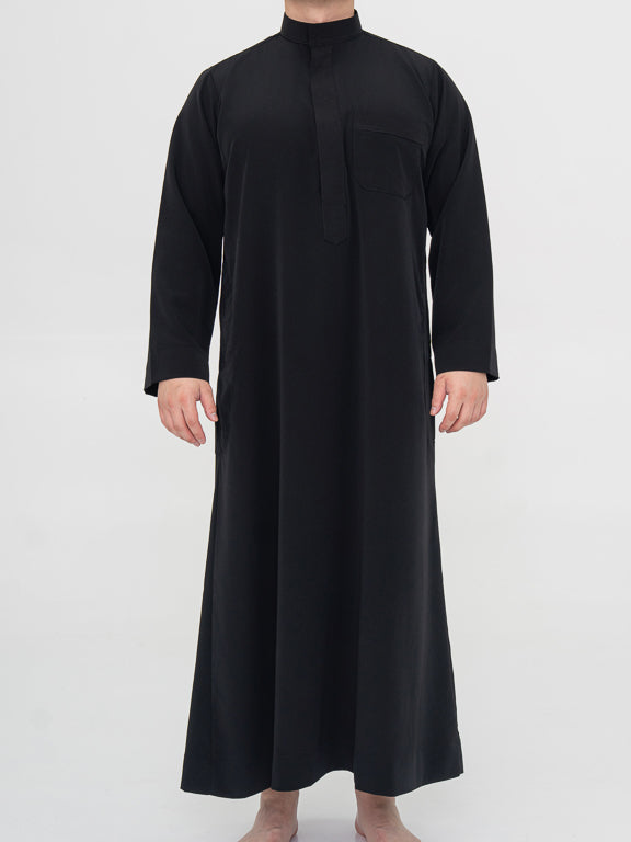 Qamis Saoudien noir Premium - Manches simples