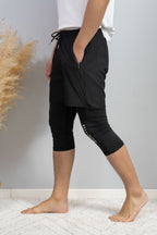 short de sport avec cache awra intégré de profil