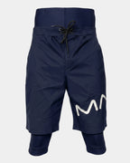 Short de bain awra bleu marine My Qamis Homme, 2-en-1 pudique couvrant du nombril aux genoux, séchage rapide, vue à plat

