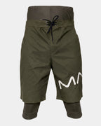 Short de bain awra kaki My Qamis Homme, 2-en-1 pudique couvrant du nombril aux genoux, séchage rapide, vue à plat
