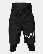 Short de bain awra noir My Qamis Homme, 2-en-1 pudique couvrant du nombril aux genoux, séchage rapide, vue à plat
