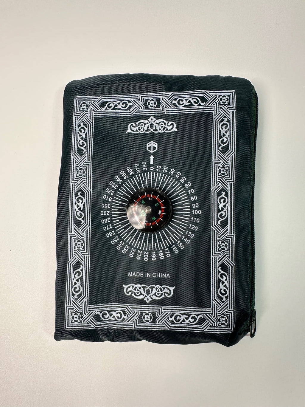 tapis de prière de poche kaki avec boussole intégré