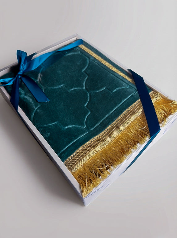 Tapis de prière épais dôme bleu canard