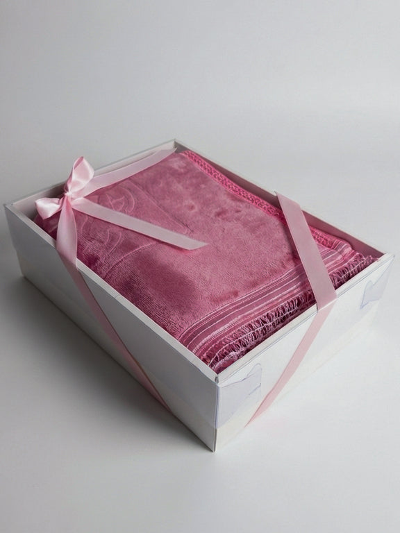 tapis de prière rose avec coffret cadeau