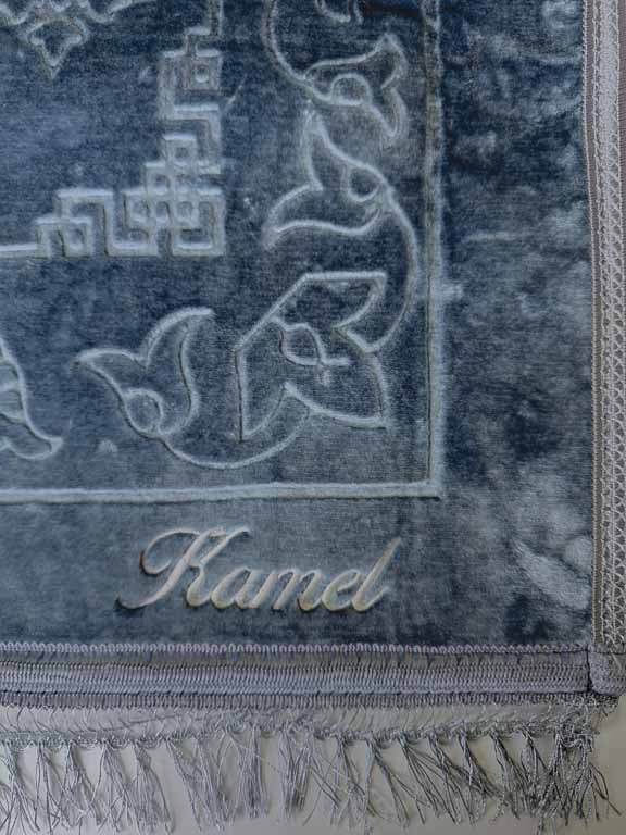 tapis de prière gris personnalisé avec broderie