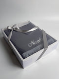 tapis de prière velours gris avec coffret cadeau