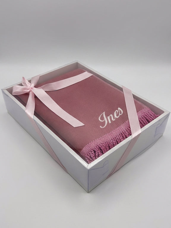 tapis de prière velours rose avec coffret cadeau