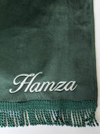 tapis de prière avec personnalisation broderie vert
